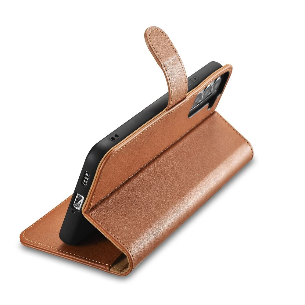 iCarer Haitang Læder Wallet Case Læder Case til Samsung Galaxy S22 + (S22 Plus) Wallet Housing Cover Brown (AKSM05BN)