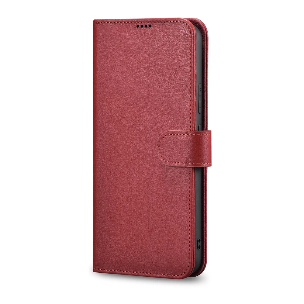 iCarer Haitang Læder Wallet Case Læder Case til Samsung Galaxy S22 + (S22 Plus) Wallet Housing Cover Red (AKSM05RD)