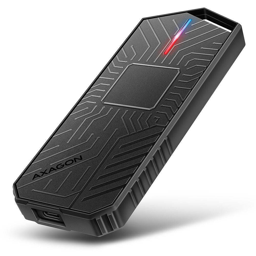 Axagon EEM2-GAM, USB-C 10Gbps - NVMe & SATA SSD GAME M.2 box, bezšroubkový SSD kabinet Sort