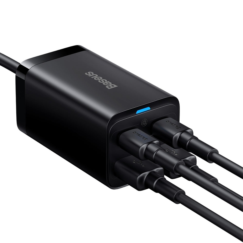 Baseus GaN3 Pro fast charger GaN 2 x USB Type C / 2 x USB 65W PD, QC4.0+, AFC, PPS + cable USB Type C - USB Type C 1m black (CCGP040101)