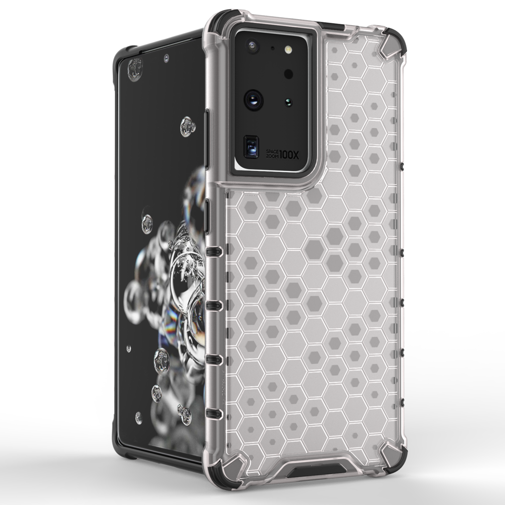 Honeycomb case pansret cover med en gel ramme til Samsung Galaxy S22 Ultra blå