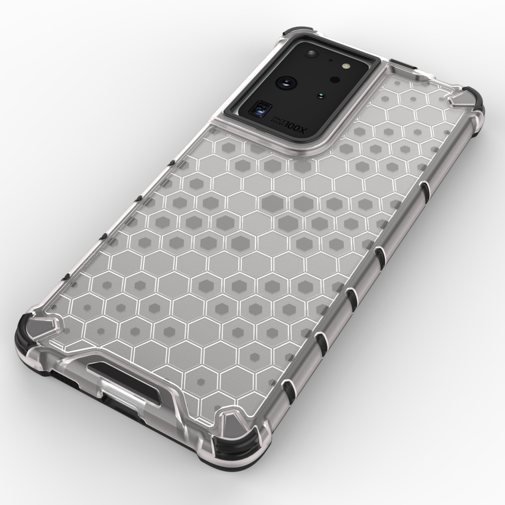 Honeycomb case pansret cover med en gel ramme til Samsung Galaxy S22 Ultra blå