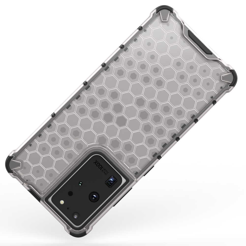 Honeycomb case pansret cover med en gel ramme til Samsung Galaxy S22 Ultra blå