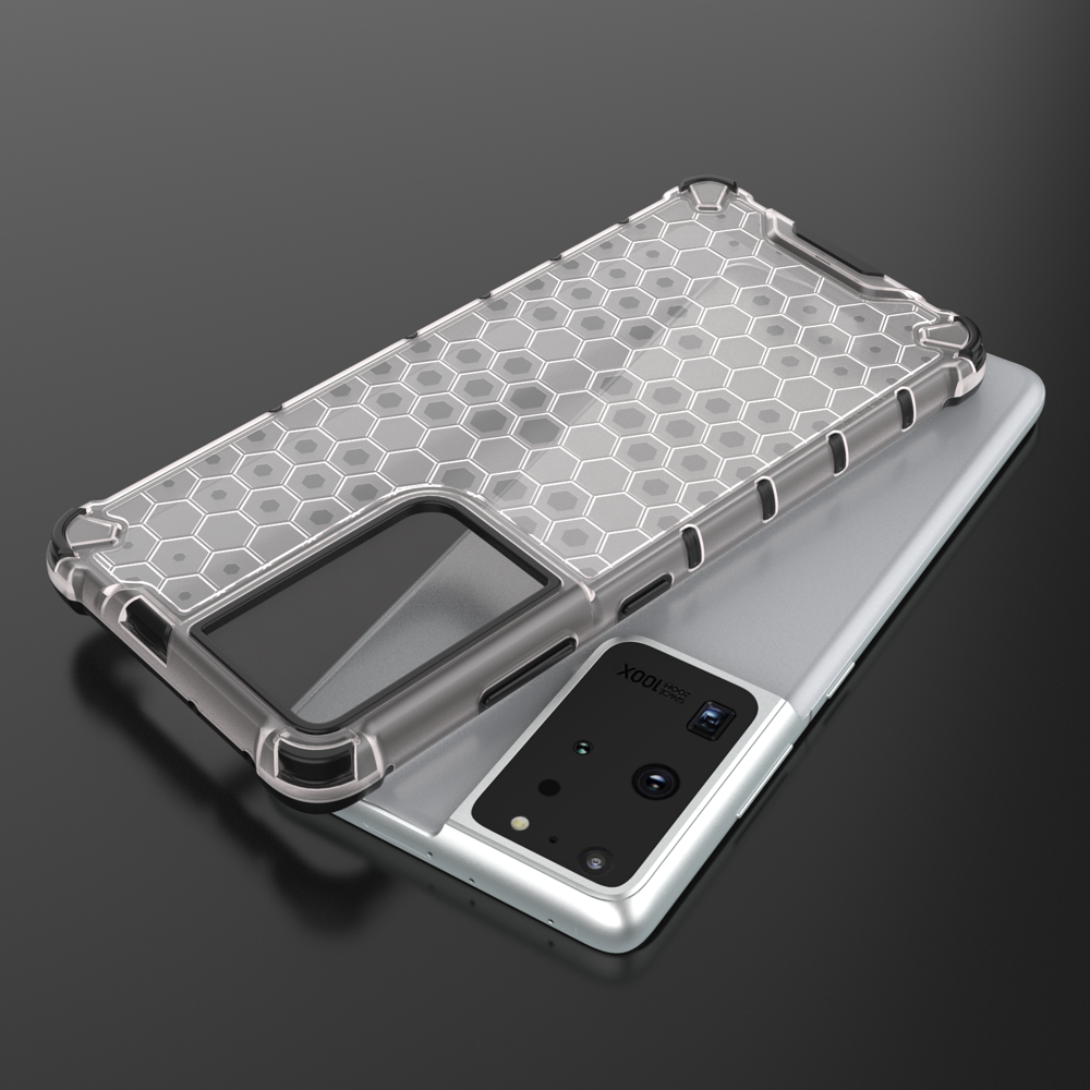 Honeycomb case pansret cover med en gel ramme til Samsung Galaxy S22 Ultra blå