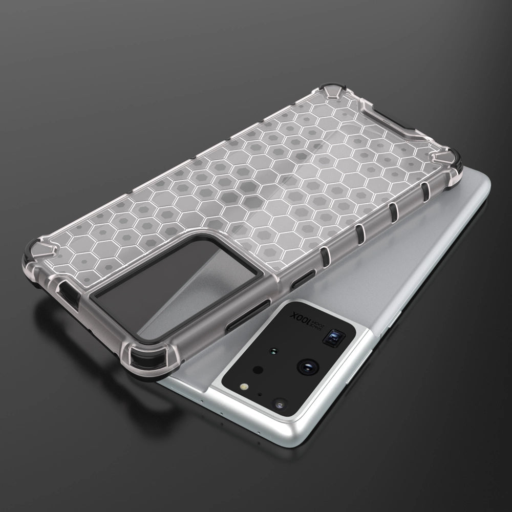 Honeycomb case pansret cover med en gel ramme til Samsung Galaxy S22 Ultra blå
