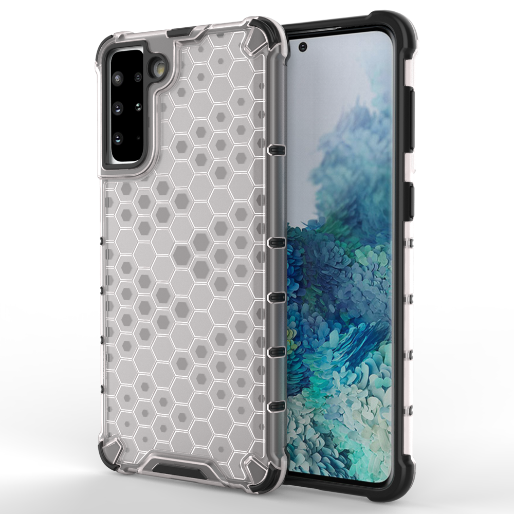 Honeycomb case pansret cover med en gel ramme til Samsung Galaxy S22 + (S22 Plus) gennemsigtig