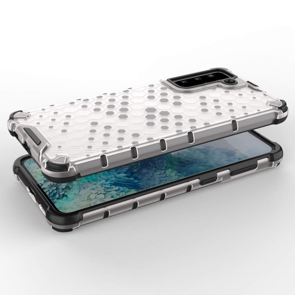 Honeycomb case pansret cover med en gel ramme til Samsung Galaxy S22 + (S22 Plus) gennemsigtig