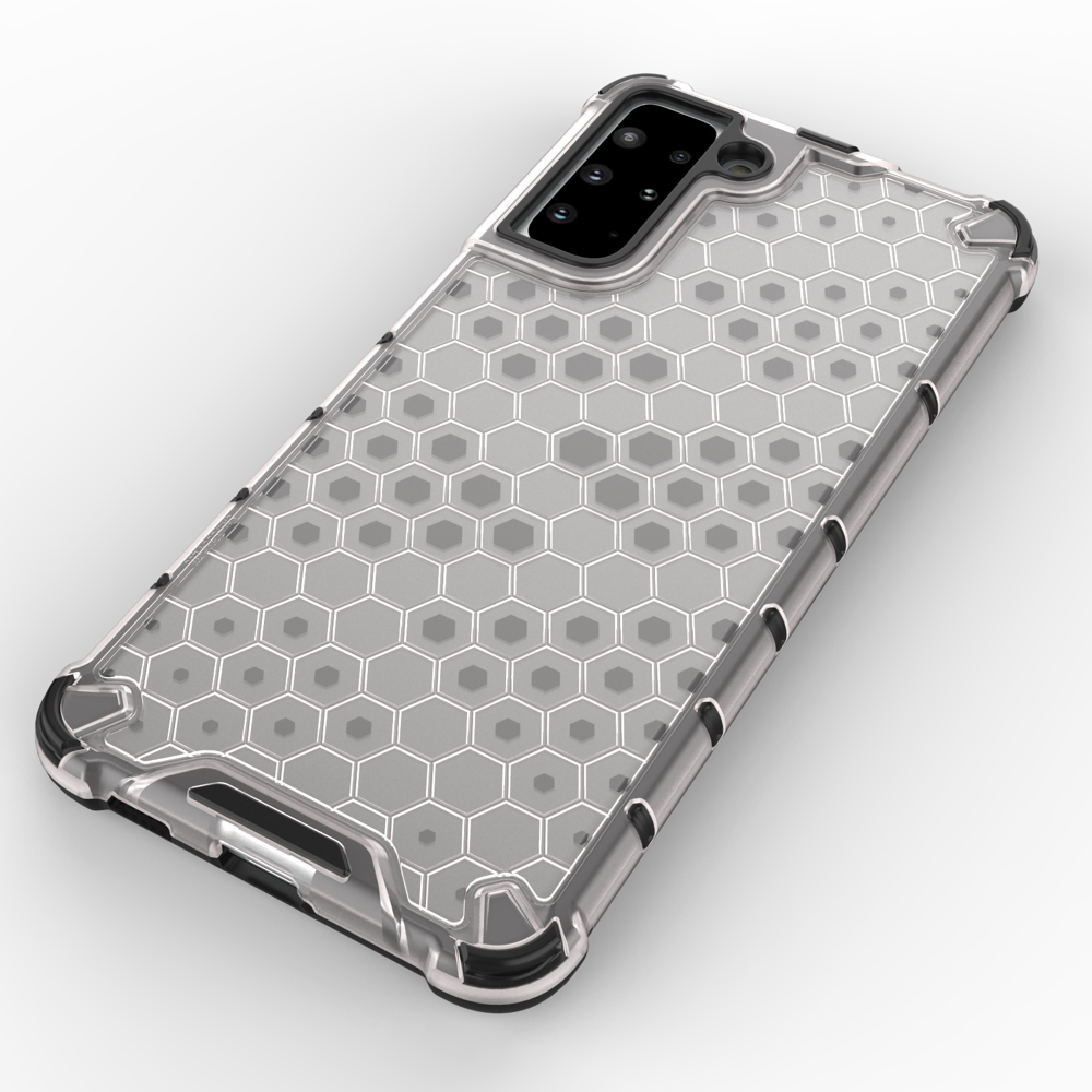Honeycomb case pansret cover med en gel ramme til Samsung Galaxy S22 + (S22 Plus) gennemsigtig