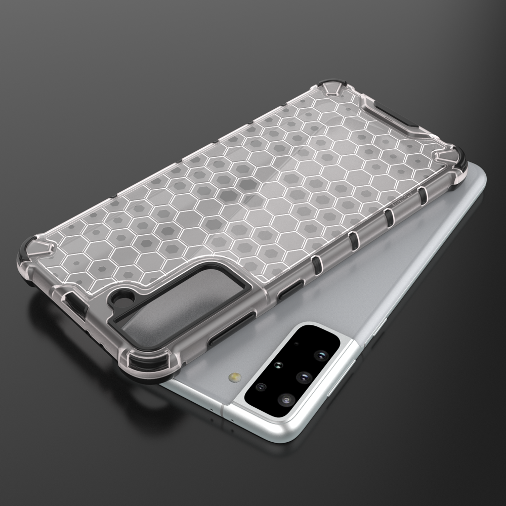 Honeycomb case pansret cover med en gel ramme til Samsung Galaxy S22 + (S22 Plus) gennemsigtig