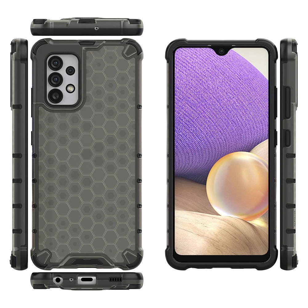 Honeycomb case pansret cover med en gel ramme til Samsung Galaxy A03s (166.5) sort