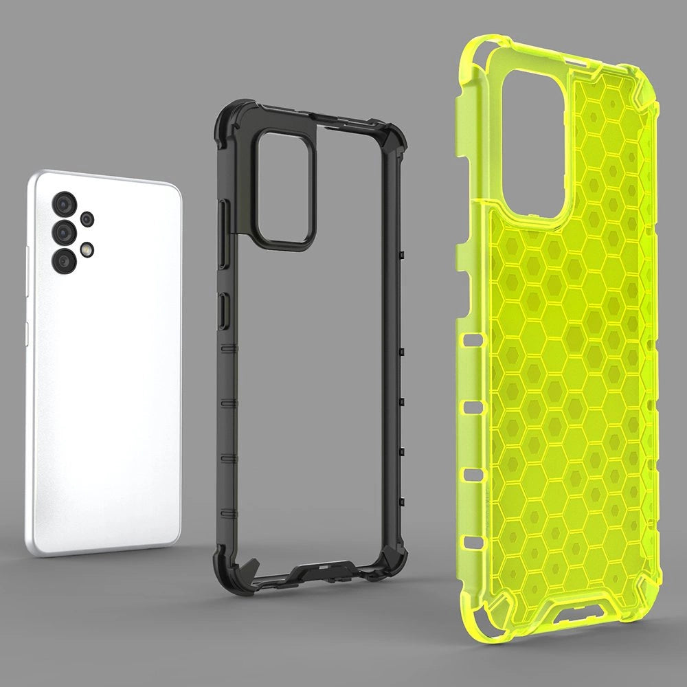 Honeycomb case pansret cover med en gel ramme til Samsung Galaxy A03s (166.5) sort