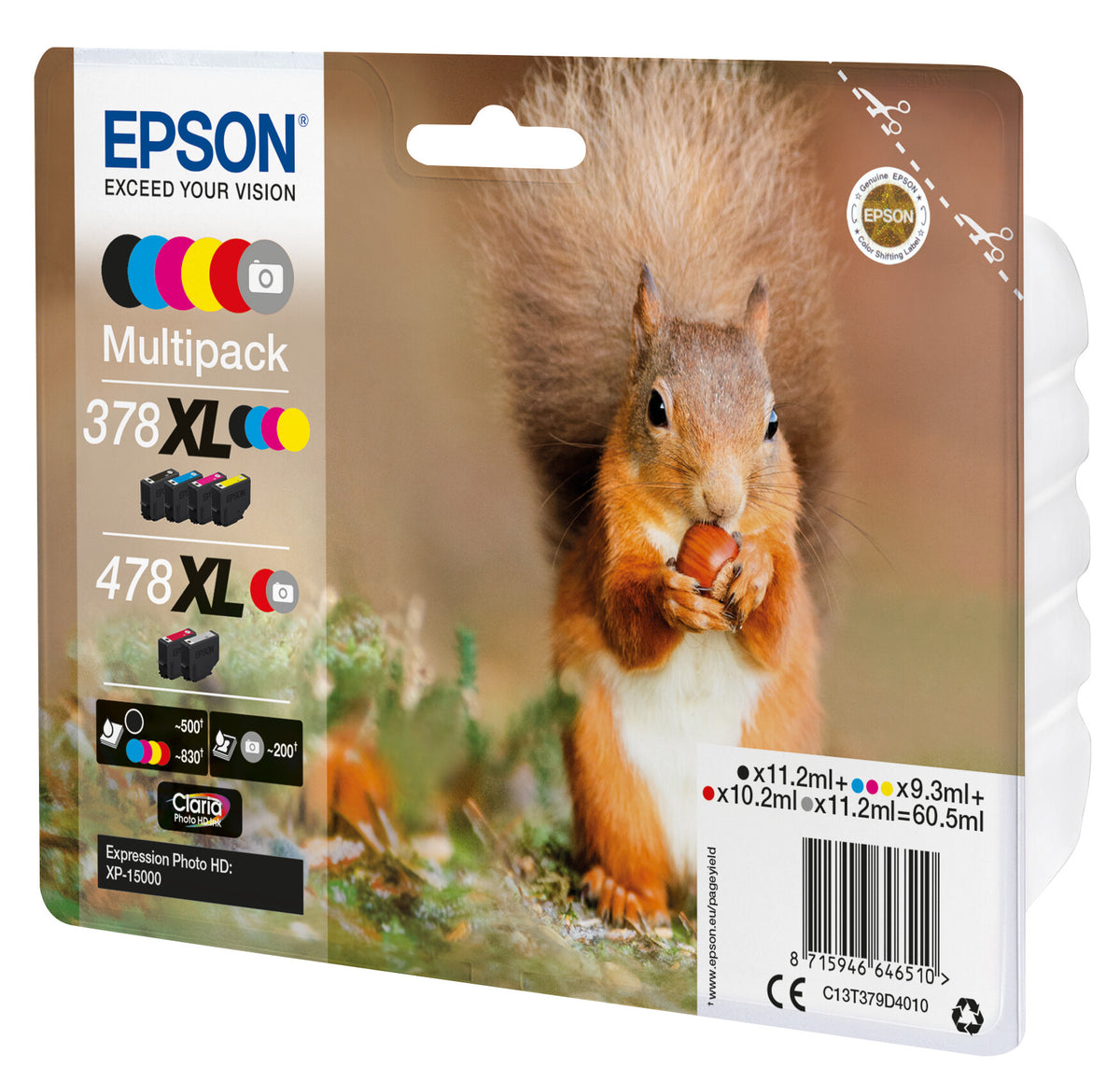 Epson Squirrel 378XL/478XL egern Claria Photo HD multipakke 6-farve blæk