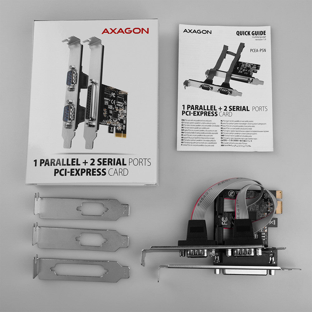 Axagon PCEA-PSN PCIe-Adapter mit 1x Parallel-+ 2x Seriell-Ports - ASIX AX99100 interface-kort/adapter Intern Parallel, RS-232
