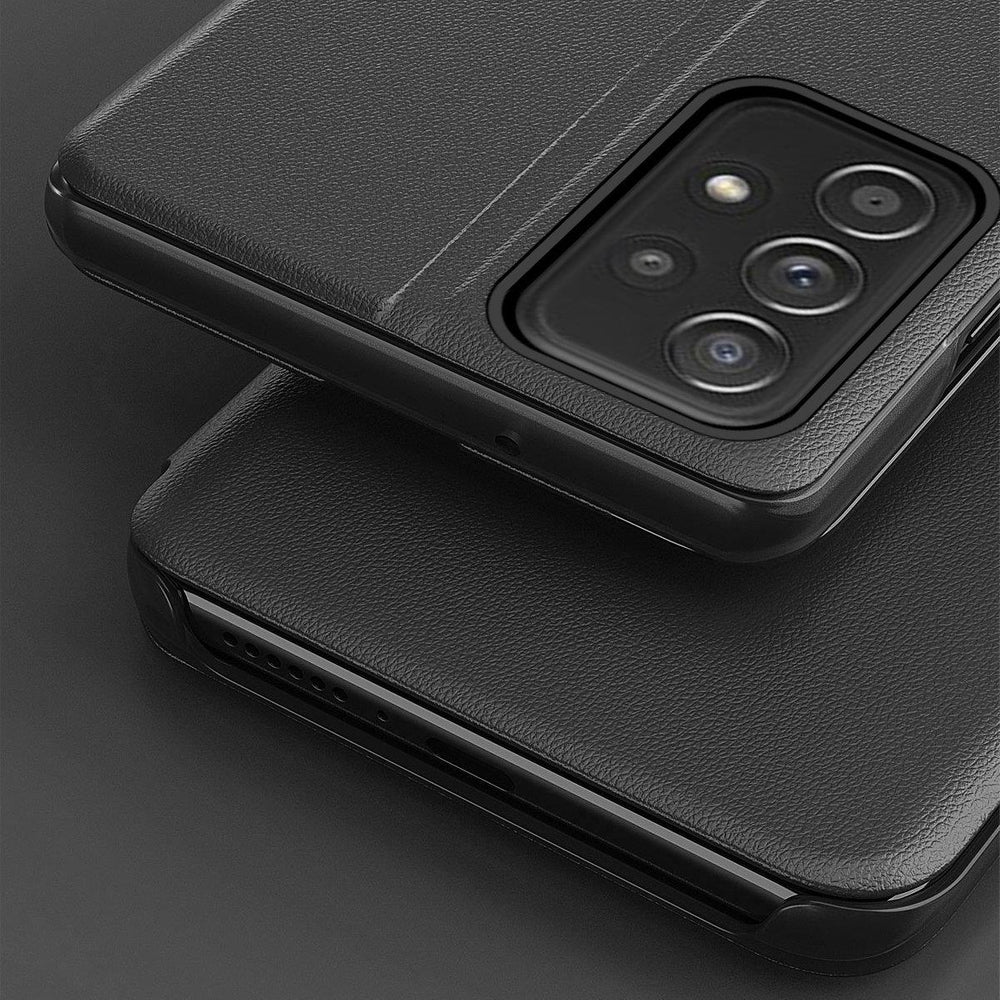Eco Leather View Case elegant kuffert med flap og standfunktion til Samsung Galaxy A73 blå