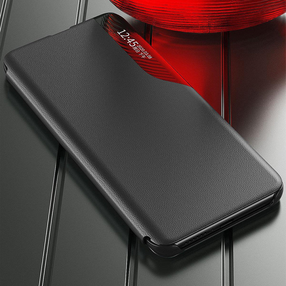 Eco Leather View Case elegant kuffert med flap og standfunktion til Samsung Galaxy A73 blå