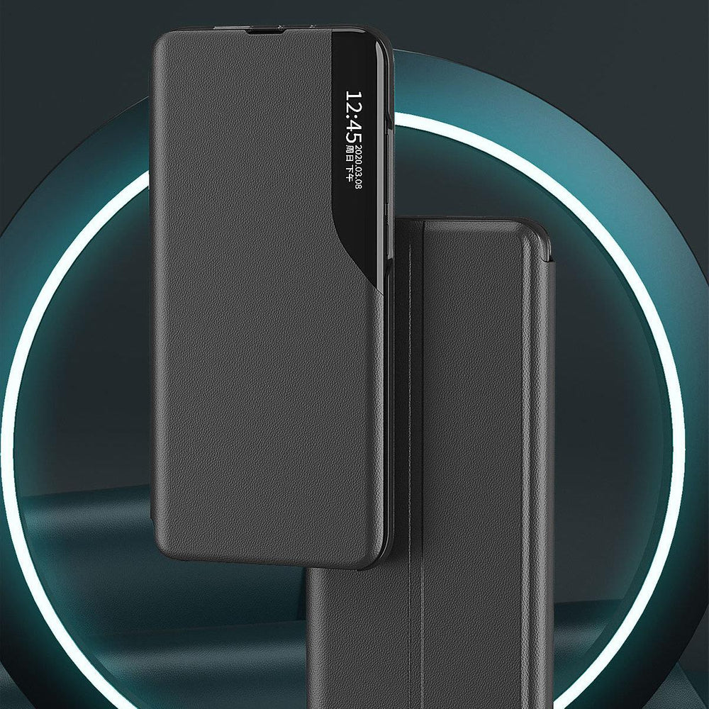 Eco Leather View Case elegant kuffert med flap og standfunktion til Samsung Galaxy A73 blå