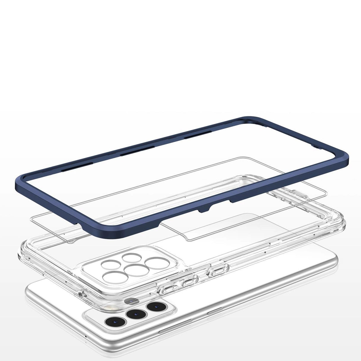 Clear 3in1 Case til Samsung Galaxy A13 5G Frame Gel Cover Blå