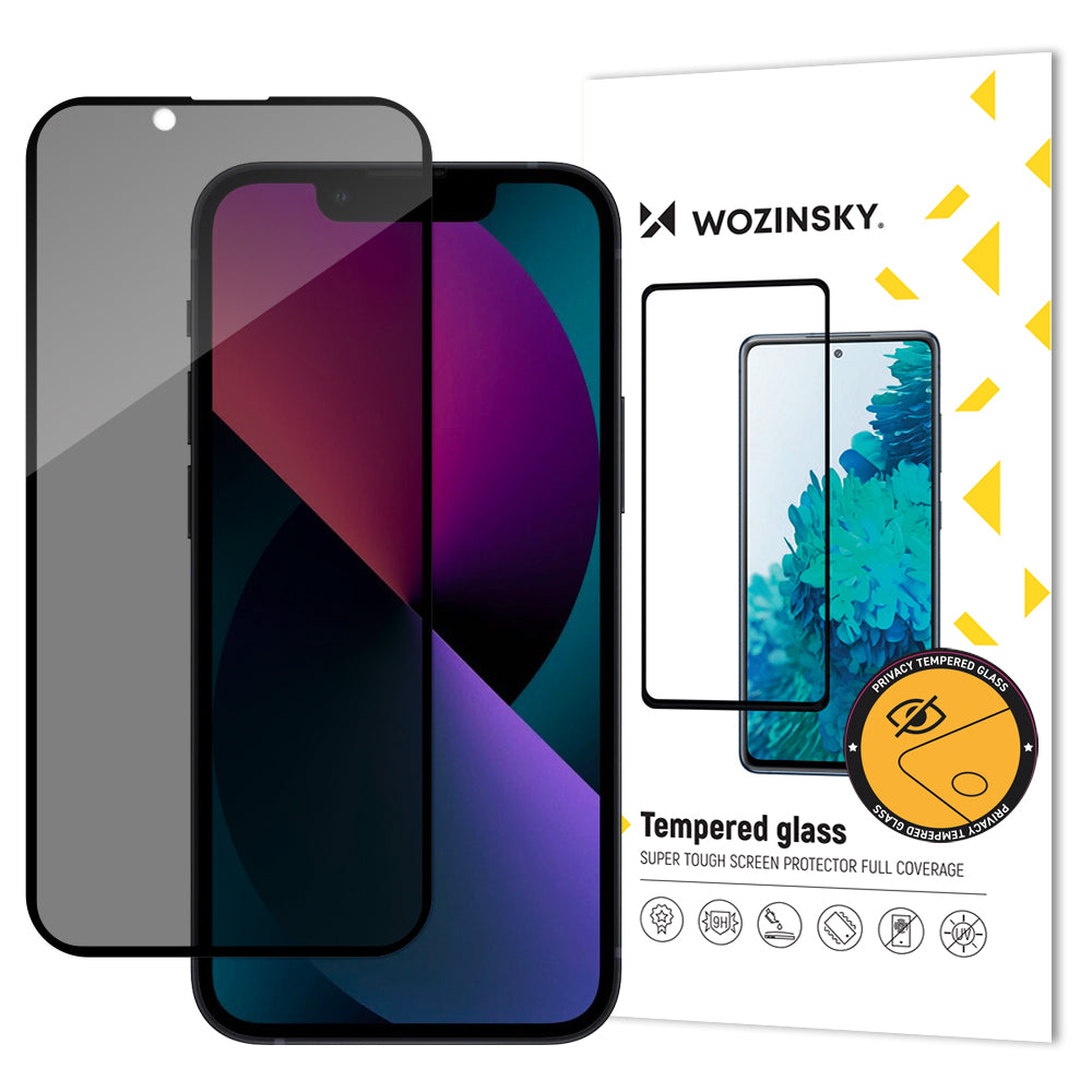 Wozinsky Privacy Glass hærdet glas til iPhone 17e / 16e / 14 / 13 / 13 Pro med Anti Spy privatlivsfilter