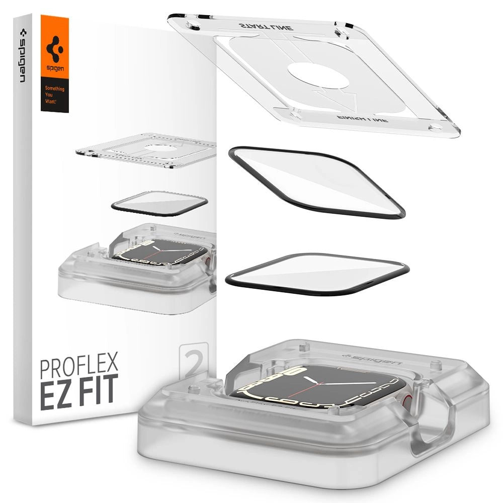 Spigen ProFlex EZ Fit Hybrid Glass til Apple Watch 7 / 8 (45 mm) - 2 stk.