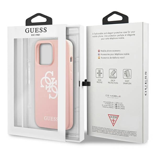 Guess GUHCP13LLS4GWPI iPhone 13 Pro / 13 6.1" pink/pink hard case Silicone 4G Logo