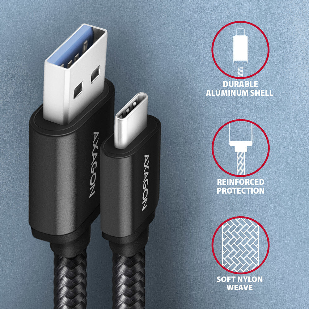 Axagon BUCM3-AM15AB USB-kabel USB 3.2 Gen 1 (3.1 Gen 1) 1,5 m USB C USB A 5 Gbit/sek. Sort