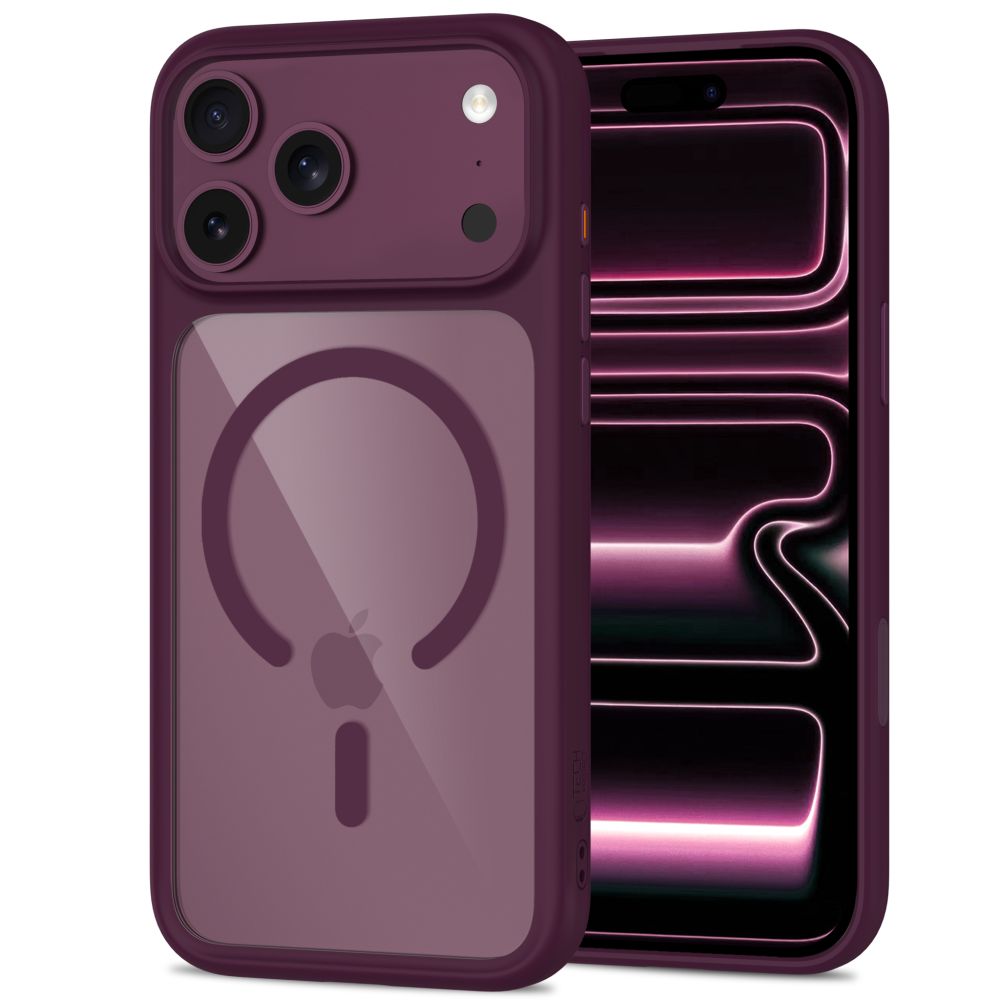 Tech Protect Magone Magsafe Cc + Glas 2 Pak Iphone 17 Pro Max / 18 Pro Max Burgundy/Clear