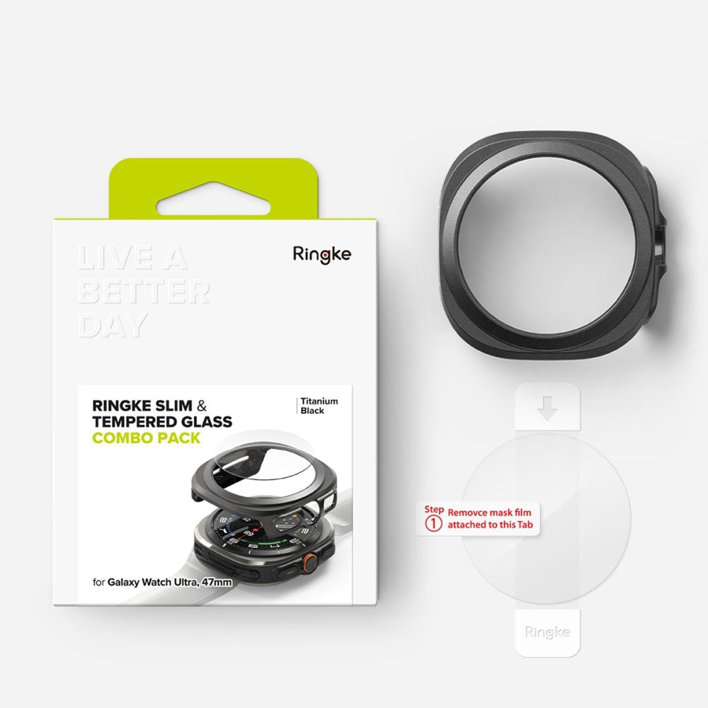 Ringke Slim & Hærdet Glas Samsung Galaxy Watch Ultra 2024 / 2025 (47 Mm) Titaniumsort