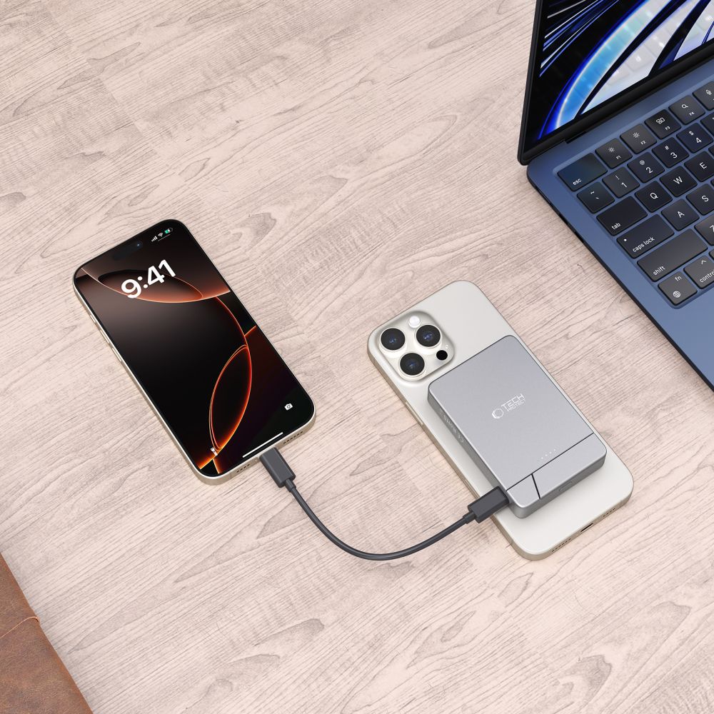 Tech Protect Pb14 Lifemag Magsafe Powerbank 5000 M Ah Spacegrå