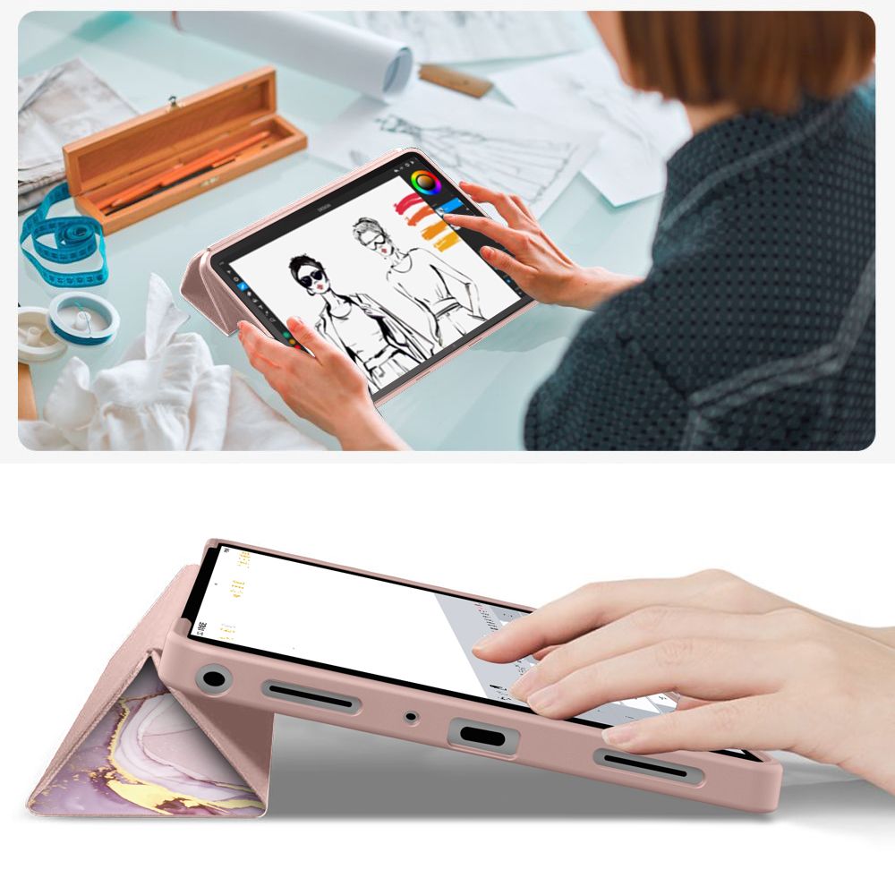 Tech Protect Smartcase Til Galaxy Tab A9+ / A11+ Plus 11.0 X210 / X215 / X216 / X230 / X235 / X236 Marmor