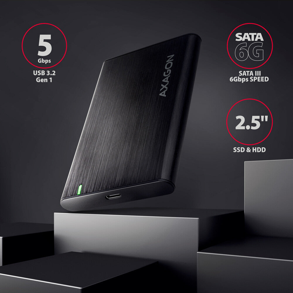 Axagon EE25-A6C drevkabinet HDD/SSD kabinet Sort 2.5"