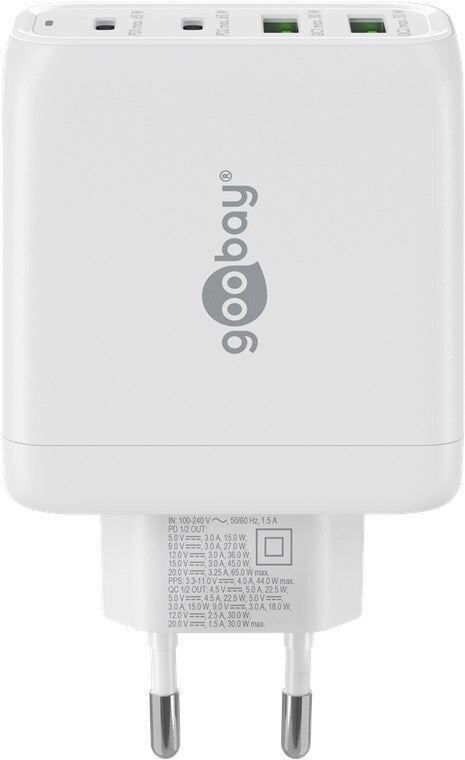 Goobay 4-ports USB GaN Oplader 65W PD Hvid