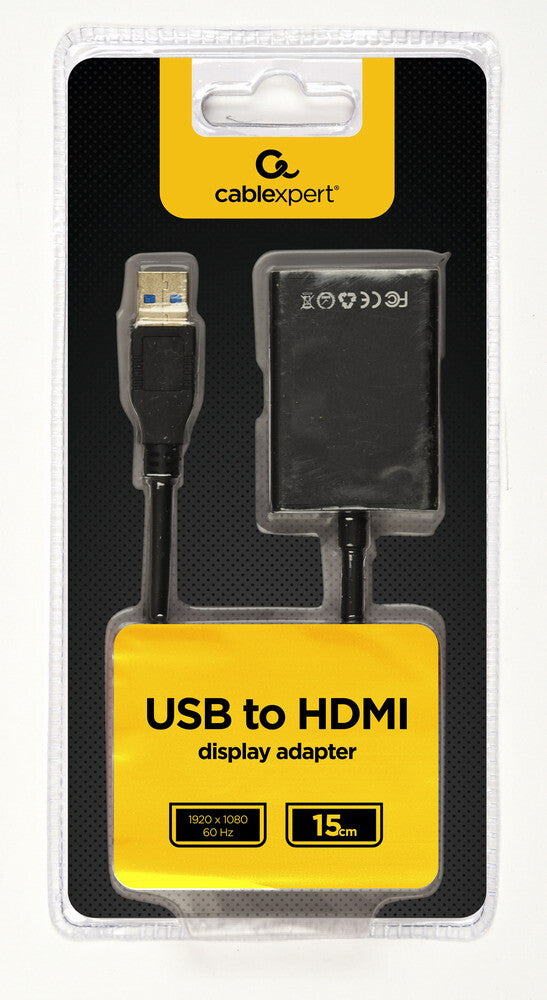 Gembird A-USB3-HDMI-02 USB grafisk adapter 1920 x 1080 pixel Sort