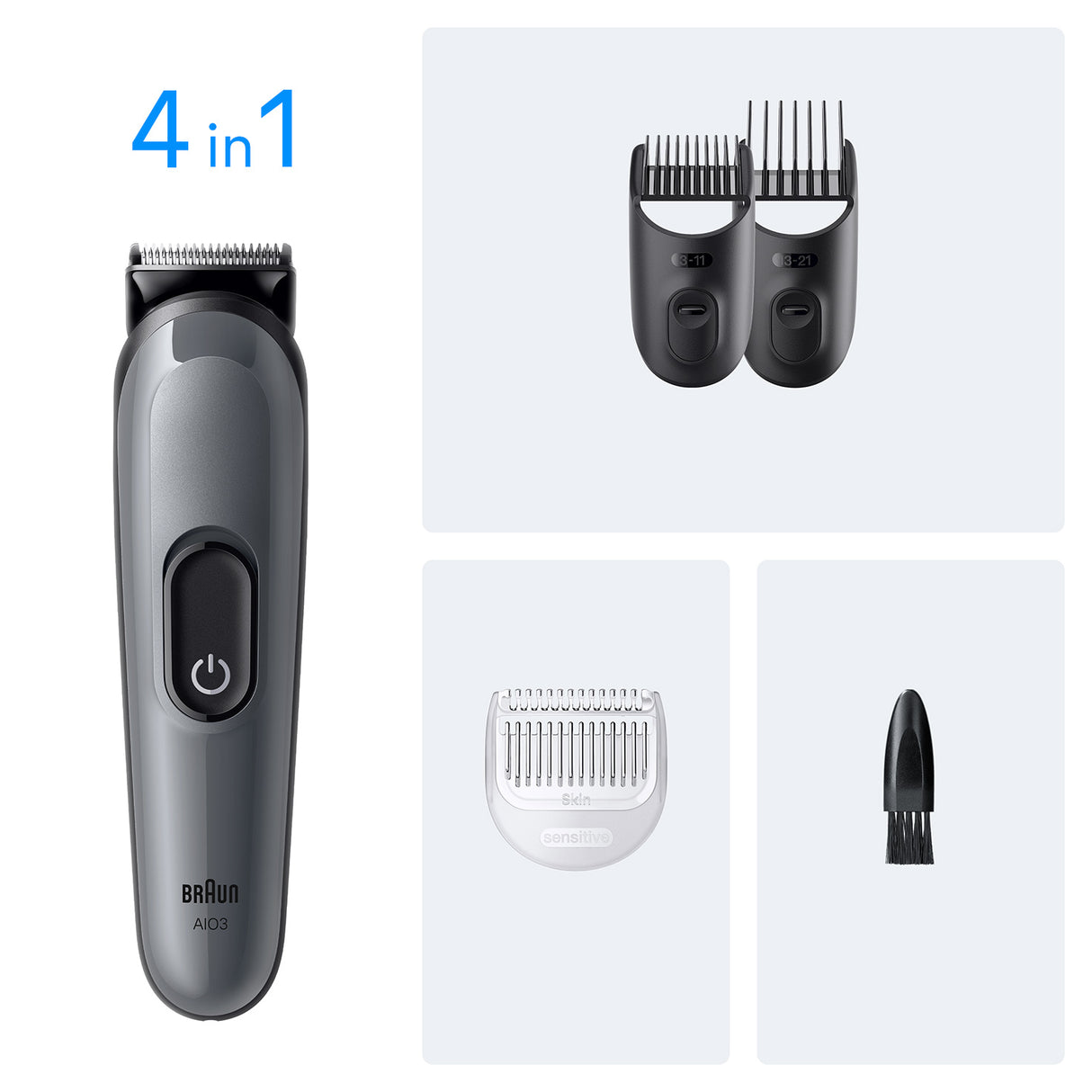 Braun AIO3500 skæg- og hårtrimmer Sort, Grå 14 Nikkel-Metalhydrid (NiMH)