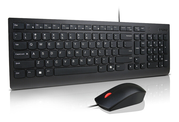 Lenovo Essential Wired Combo Black US Euro tastatur Mus inkluderet Universel USB Sort