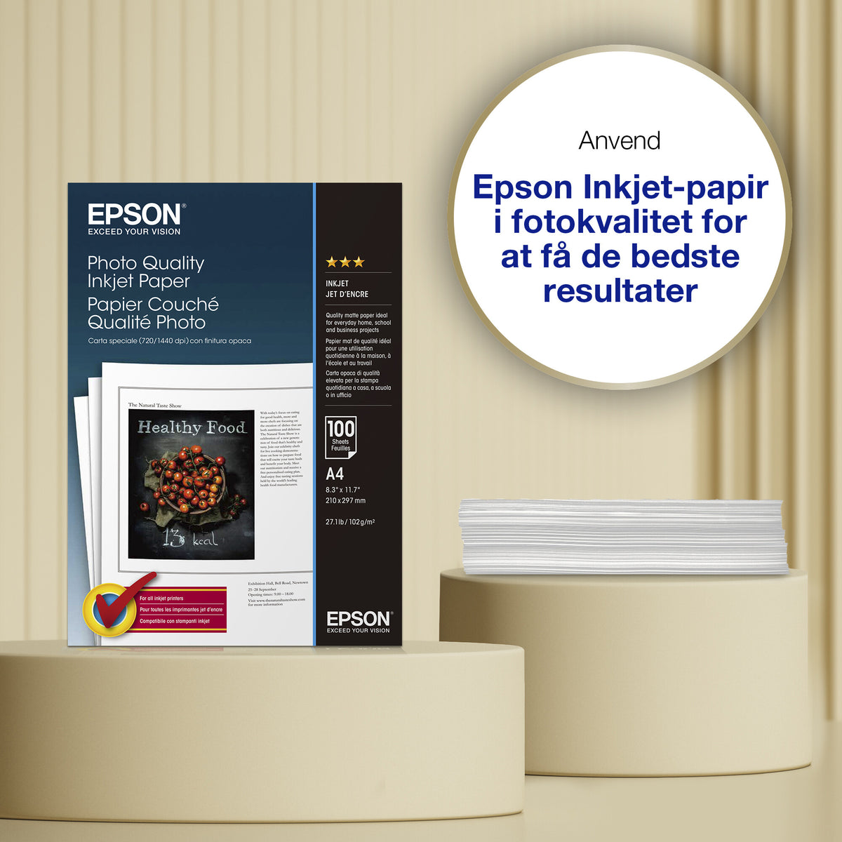 Epson Photo Quality Inkjet Paper, 102 g/m2, 100 ark