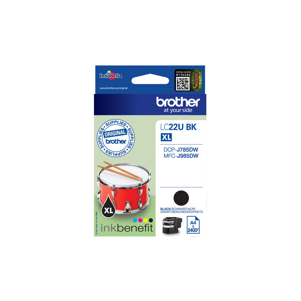Brother LC22UBK blækpatron 1 stk Original Højt (XL) udbytte Sort
