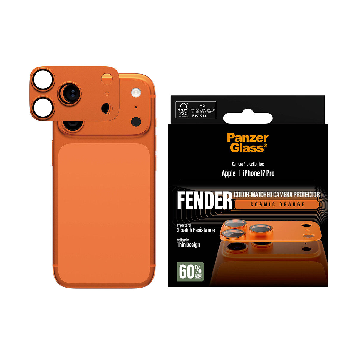 PanzerGlass ® Fender Kamerabeskytter Cosmic Orange iPhone 17 Pro
