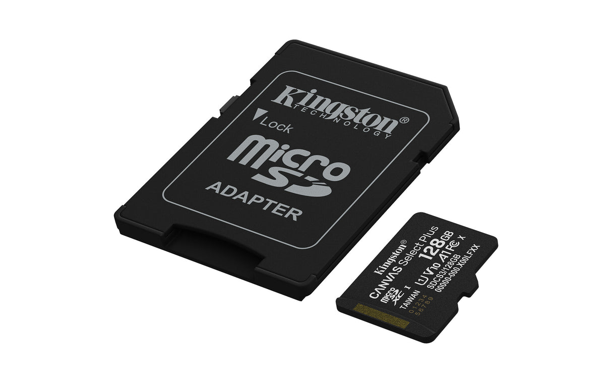 Kingston Technology 128 GB microSDXC Canvas Select Plus Gen3 150 MB/s A1-kort + adapter