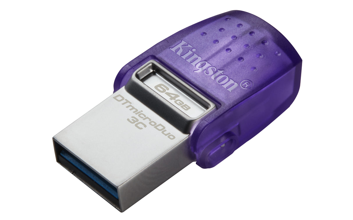 Kingston DataTraveler microDuo 3C 64GB USB 3.2 Gen 1 / USB-C USB stick Lilla Sølv
