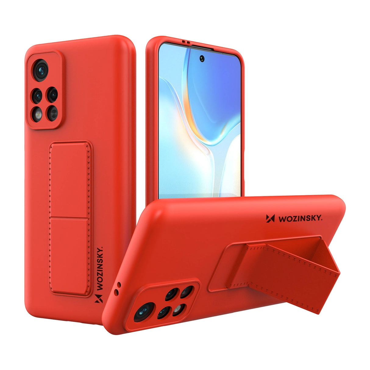 Wozinsky Kickstand Case Silicone Stand Cover til Xiaomi Poco M4 Pro 5G rød