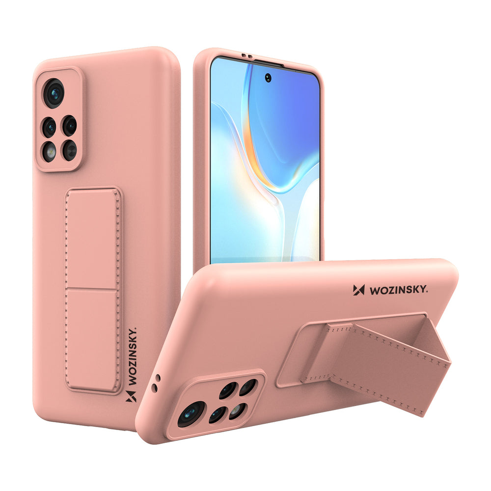 Wozinsky Kickstand Case silikonhylster med stativ Xiaomi Poco M4 Pro 5G pink