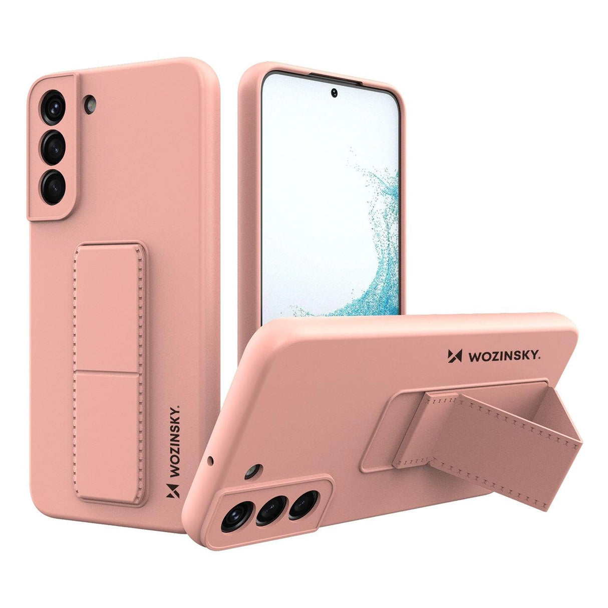 Wozinsky Kickstand Case Silicone Stand Cover til Samsung Galaxy S22 + Pink