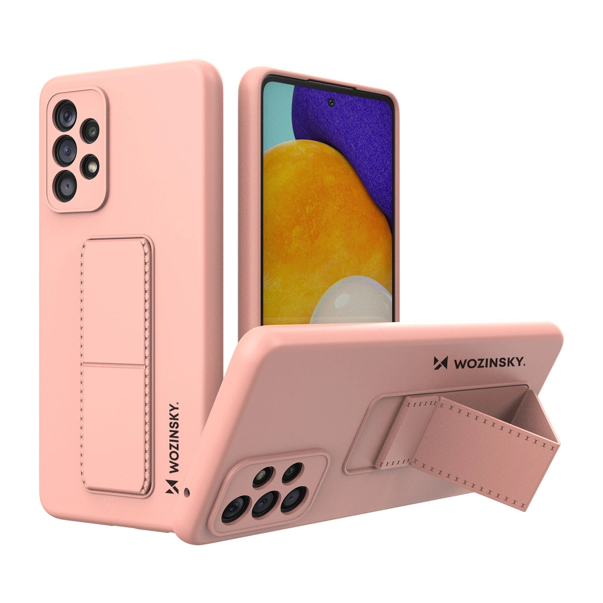 Wozinsky Kickstand Case Silicone Stand Cover til Samsung Galaxy A73 Pink