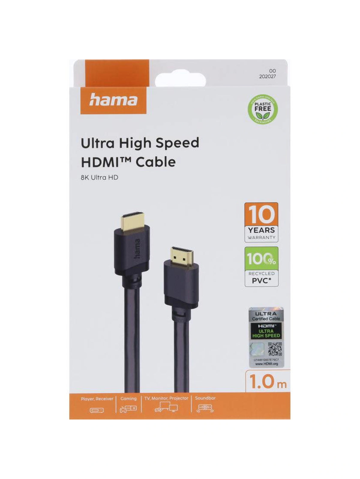 Kabel HDMI Ultra High Speed 8K 48Gbit/S 1.0M Guld