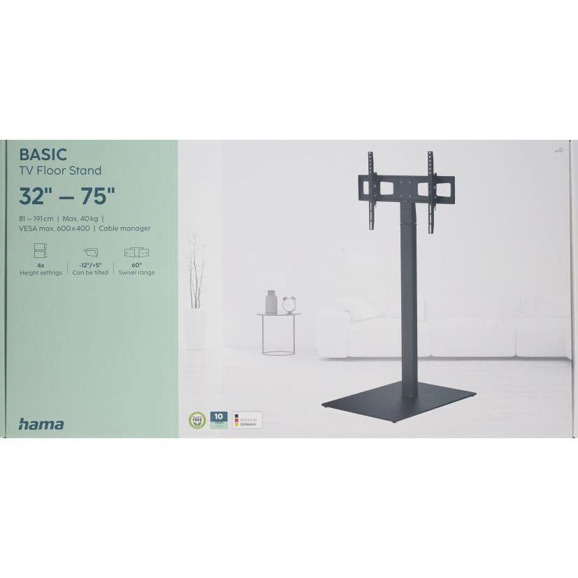 Hama Tv Stand Up To 75" Vesa Up To 600x400 Black