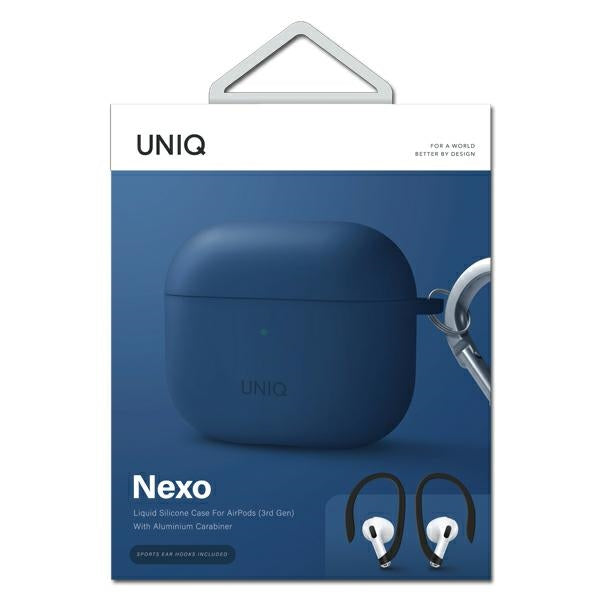 Uniq Nexo-hylster til AirPods 3 + Ørehooks Silikon - blå