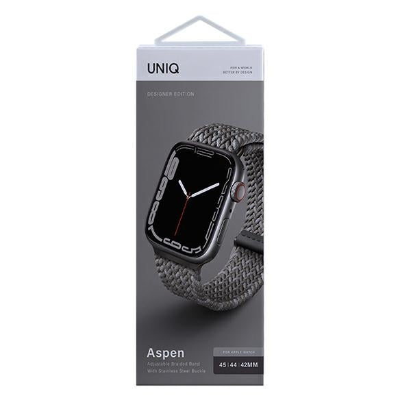 Uniq Aspen flettet rem til Apple Watch 1/2/3/4/5/6/7/8/SE/SE2 44/42/45 mm - Grå
