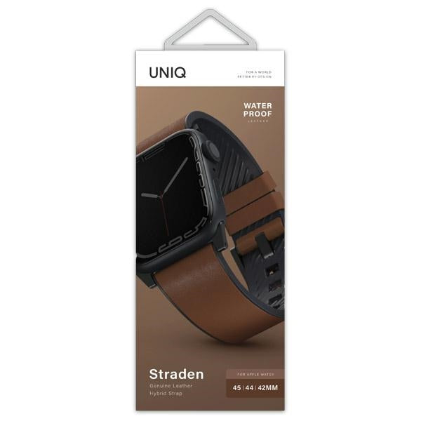 Uniq Straden Leather Hybrid Strap til Apple Watch 1/2/3/4/5/6/7/8/SE/SE2/Ultra 42/44/45/49 mm - brun