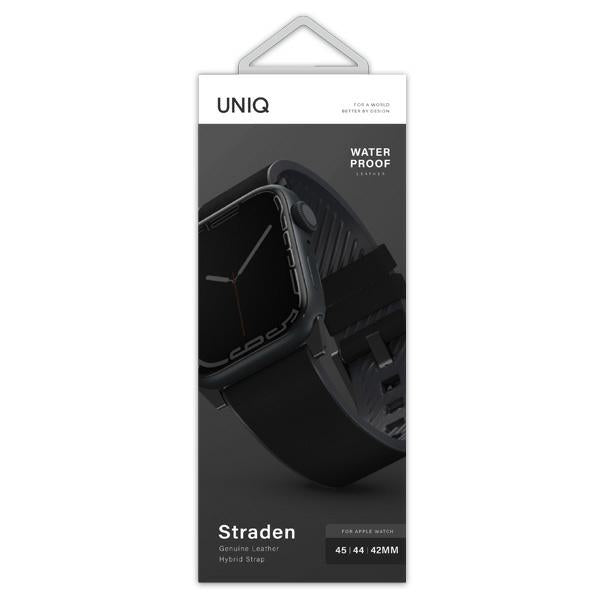 Uniq Straden læder hybrid rem til Apple Watch 1/2/3/4/5/6/7/8/SE/SE2/Ultra 42/44/45/49 mm - sort