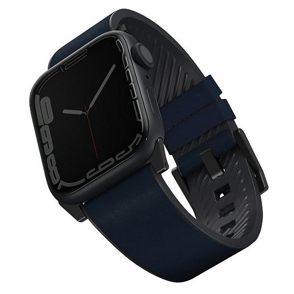 Uniq Straden Leather Hybrid Strap til Apple Watch 1/2/3/4/5/6/7/8/SE/SE2/Ultra 42/44/45/49 mm - blå